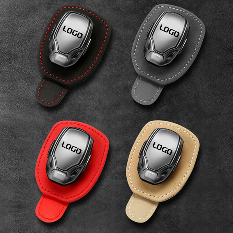 Clip multifuncional para gafas de ante con el logotipo de tu coche