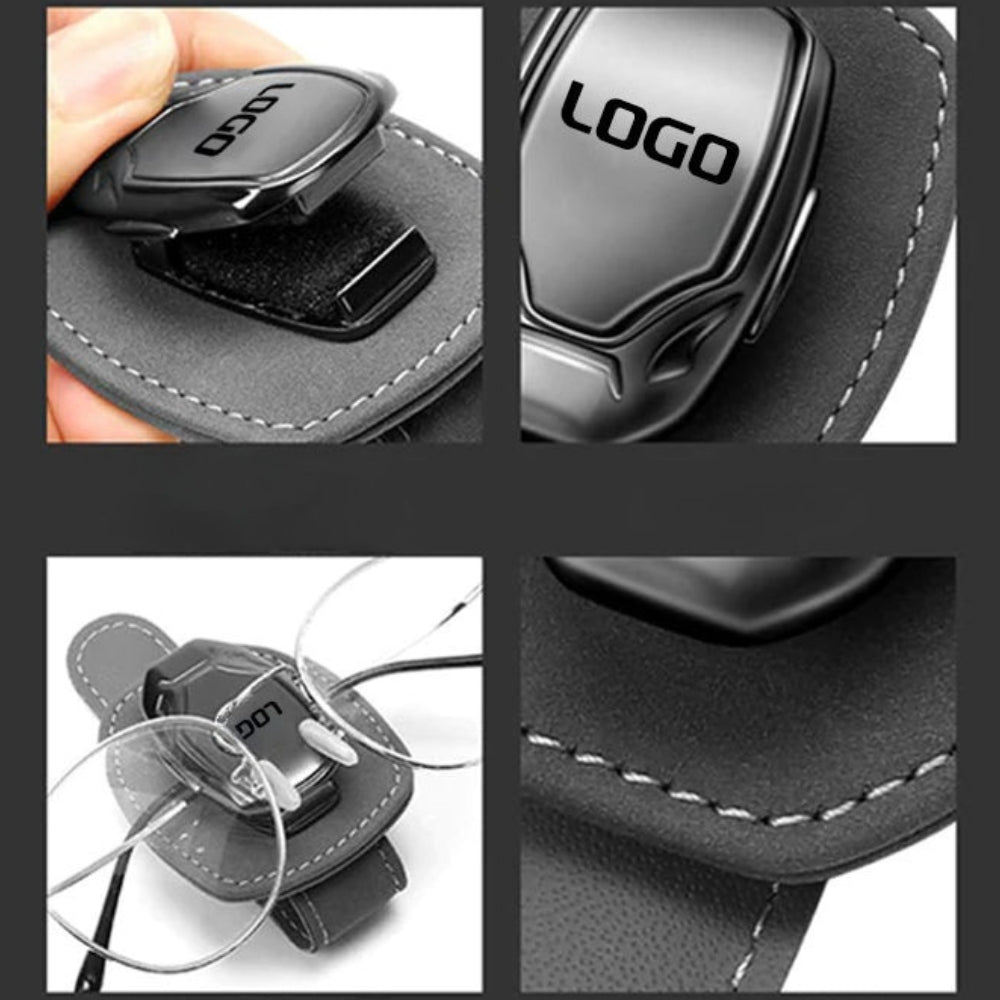 Clip multifuncional para gafas de ante con el logotipo de tu coche